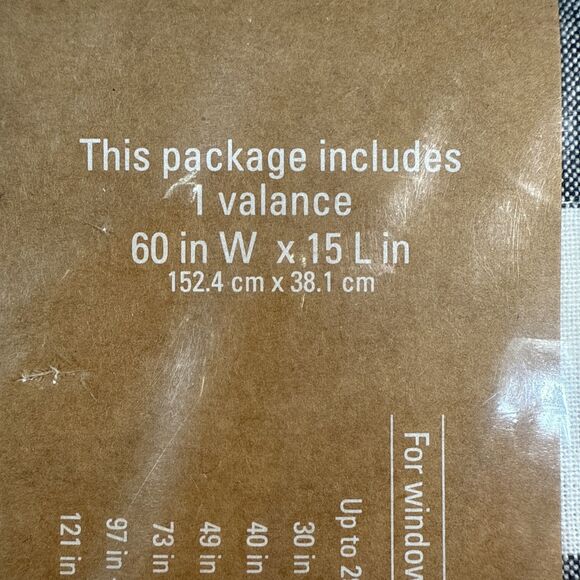 Elrene Farmhouse Quality Goods Valance Buffalo Check 60" x 15"  Black White NIP - Picture 5 of 7